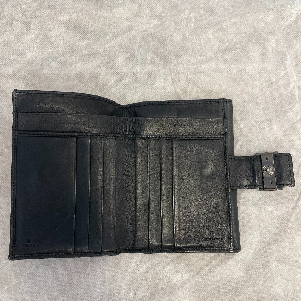 FENDI Zucchino Jacquard Fabric and Leather Bi-fold Wallet - Preowned - Picture 5 of 10